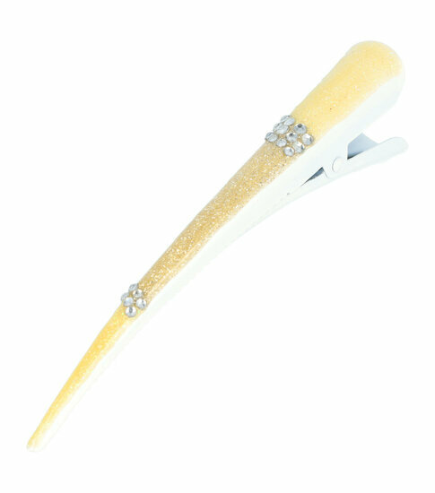 2110610580 Haarspeld Duckklem 13cm – Basic – Glitter & Steentjes – Geel Wit