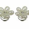 Haarspeld curlies - Bloem parel strass steentje 2cm - Wit zilver - Set van 2