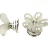 Haarspeld curlies - Bloem parel strass steentje 2cm - Wit zilver - Set van 2