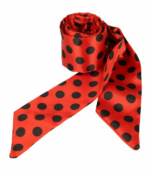 2110610730 Haarband haarsjaaltje - Stippen patroon 180cm - Zwart rood