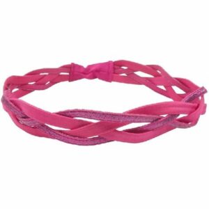 Haarband sport - Glitter gevlochten elastiek 3cm - Roze