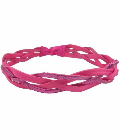 2110615887 Haarband sport - Glitter gevlochten elastiek 3cm - Roze