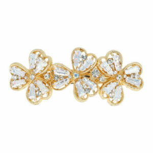 Haarspeld Patentspeld Bloemenvorm 6,5cm – Metaal – Facet & Strass Steentjes - Goud/Zilver