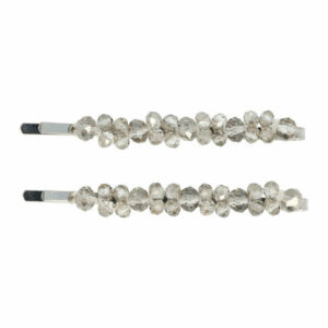 Haarspeld schuifspeldjes - Dubbel facet kralen 7cm - Grijs - Set van 2