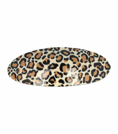 2110616004 Haarspeld Patentspeld Ovaal 10cm – Panter Patroon – Crème/Bruin/Zwart