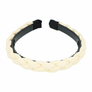 Haarband Diadeem 2,5cm – Gevlochten Kreukel Stof & Kunststof – Creme