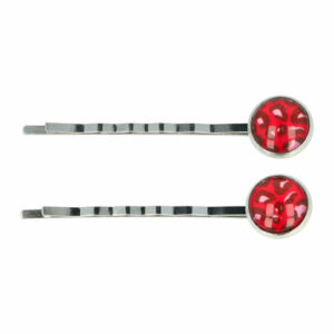 Haarspeld schuifspeldjes - Cirkel panter 6cm - Rood zilver - Set van 2
