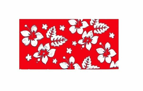 2110616427 Haarband multifunctioneel - Bloemen patroon 45x25cm - Wit rood