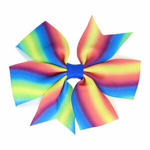 Haarspeld Duckklem 8cm – Strik van Stof – Regenboog – Multicolor Groen