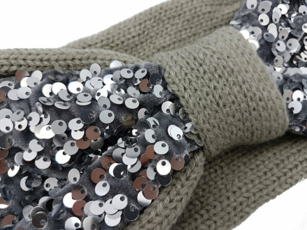 2110621473 Haarband Knoop 10cm – Pailletten – Gebreide Stof – Grijs