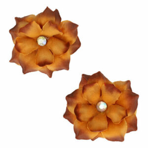 Haarspeld Duckklemmen 6cm – Bloemvorm met Steentje – Bruin – Set van 2