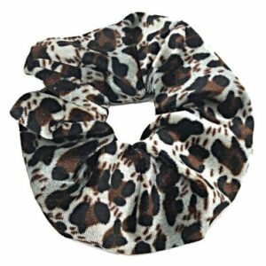 Haarelastiek Scrunchie – Panterprint – Velvet Stof – Bruin Beige Zwart