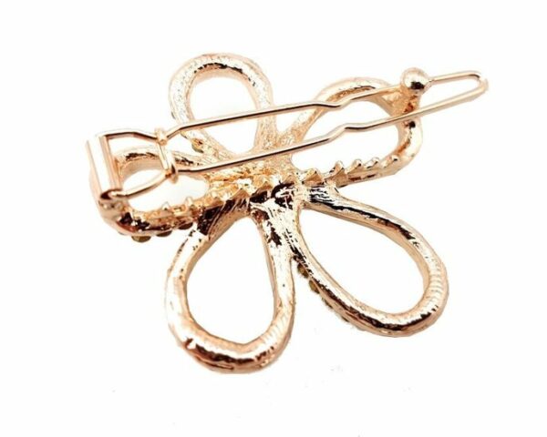 2110621662 Haarspeld Haarclip 3,5cm - Bloem Parel Strass Steentjes - Koper Zilver Wit