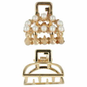Haarspeld Haarklemmen 2,5cm – Open Vorm – Pareltjes – Metaal – Goud – Set van 2