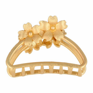 Haarspeld Haarklem 4,5cm – Driehoek Vorm met Bloem – Metaal – Goud