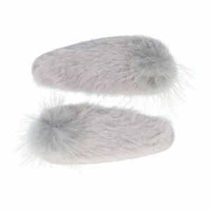 Haarspeld Klikklak 5 cm - Pompom Velvet - Grijs - Set van 2