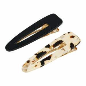 Haarspeld Duckklemmen 7cm – Open Vorm – Marmerprint – Bruin Creme Zwart – Set van 2