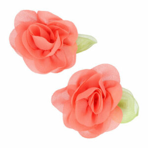 Haarspeld Duckklemmen 5cm – Bloem van Stof – Koraal Oranje – Set van 2