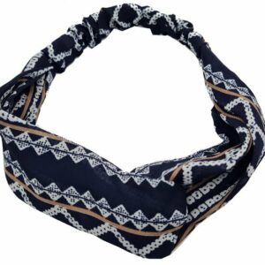 Haarband Twist 5cm –Ibiza Print – Gladde Stof – Wit Beige Blauw