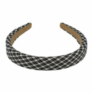 Haarband Diadeem 2cm – Dik Gevuld – Ruitprint Stof – Zwart Wit
