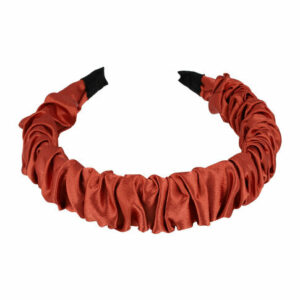 Haarband Diadeem 3cm – Gerimpelde Satijnen Stof – Brique Bruin