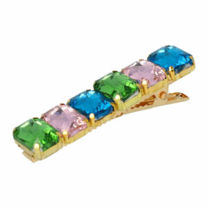 Haarspeld Duckklem 6,5cm – Facet Stenen – Groen Roze Blauw