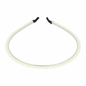 Haarband Diadeem 0,5cm – Parelkralen – Metaal – Zilver Wit