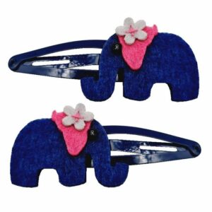 Haarspeld Klikklak 4 cm - Olifant Vilt - Blauw - Set van 2