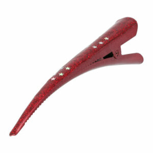 Haarspeld Duckklem 13cm – Basic – Glitter Sterrenprint – Metaal – Rood
