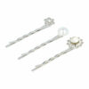 2110632093 Haarspeld schuifspeldjes - Bloem parel strass 6cm - Zilver - Set van 3