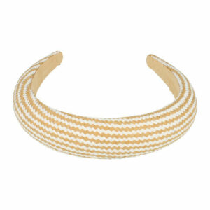 Haarband Diadeem 3,5cm – Dik Gevuld – Geweven Streepprint Stof – Wit Bruin