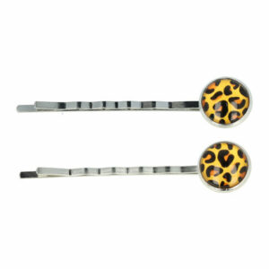 Haarspeld schuifspeldjes - Cirkel panter 6cm - Geel zilver - Set van 2