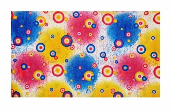 2110633674 Haarband multifunctioneel - Cirkel patroon 45x25cm - Blauw roze wit geel