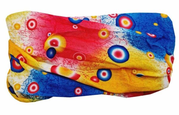 2110633680 Haarband multifunctioneel - Cirkel patroon 45x25cm - Blauw roze wit geel