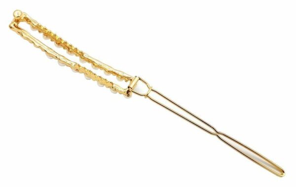 2110633737 Haarspeld haarclip - Recht parel 5cm - Goud wit