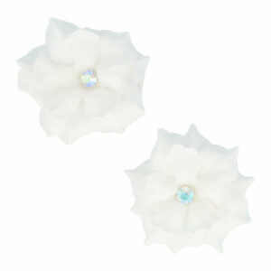 Haarspeld Duckklemmen 6cm – Bloemvorm met Steentje – Wit – Set van 2