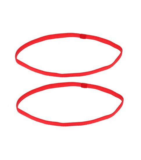 2110633779 Haarband sport - Elastiek anti-slip 1cm - Rood - Set van 2