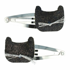 Haarspeld Klikklak 5 cm - Glitter Kat - Zwart Zilver - Set van 2