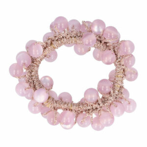 2110633860 Haarelastiek – Bedekt met Ronde Kralen - Paars