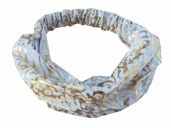 2110633866 Haarband 3-in-1 - Dieren print stof - Wit & Goud