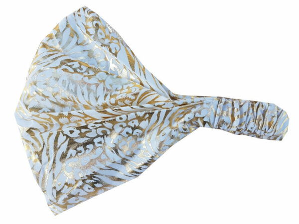 2110633869 Haarband 3-in-1 - Dieren print stof - Wit & Goud