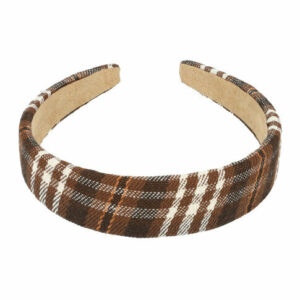 Haarband Diadeem 3cm – Ruitprint Stof – Creme Beige Bruin