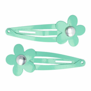 Haarspeld Klikklak 4 cm - Bloem Metaal - Groen - Set van 2