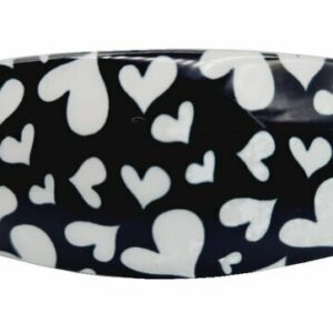 Haarspeld Patentspeld Ovaal 9cm - Hartjes Print - Zwart/Wit