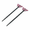 2110639443 Haarspeld haarpinnen - Haarstokjes vlinder glitter hout 18cm - Fuchsia roze zwart - Set van 2