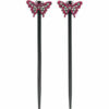 2110639449 Haarspeld haarpinnen - Haarstokjes vlinder glitter hout 18cm - Fuchsia roze zwart - Set van 2
