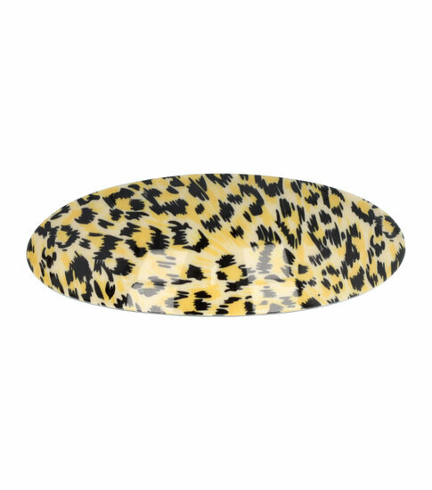 2110639473 Haarspeld Patentspeld Ovaal 10cm – Panter Patroon – Geel/Zwart