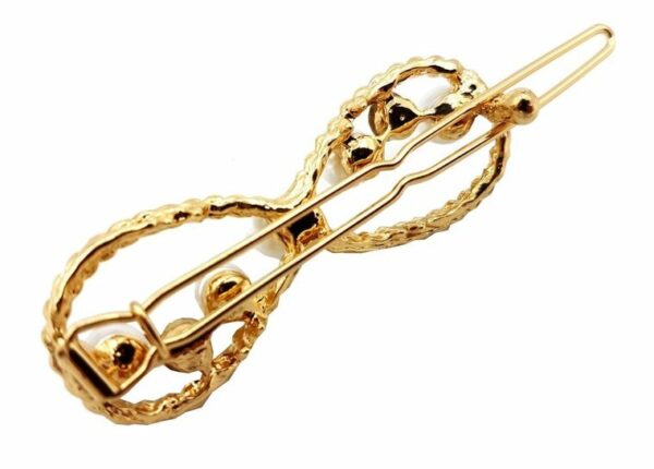2110639497 Haarspeld haarclip - Infinity parel strass steentjes 4,5cm - Goud wit