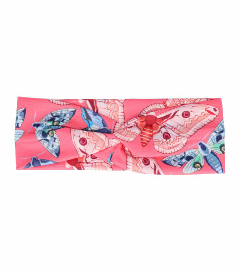 2110639503 Haarband Twist 7,5cm – Vlinderprint – Jersey Stof – Blauw Fuchsia Roze