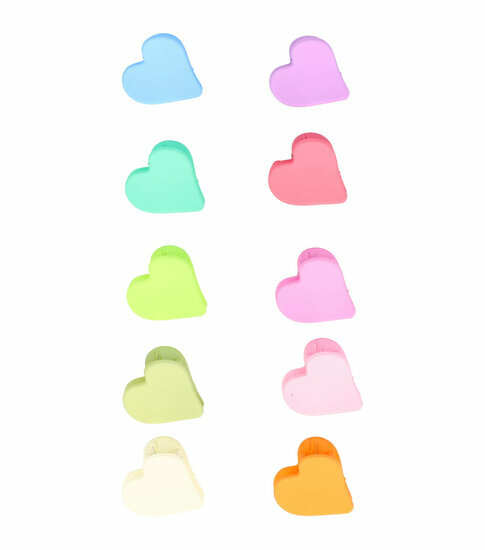 2110639530 Haarspeld Haarklemmen 2,5cm – Klein Hartvorm – Blauw Groen Geel Roze Paars Oranje – Set van 10